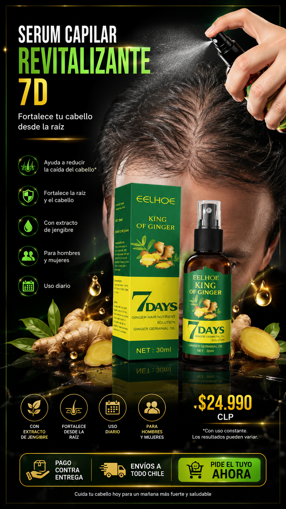 Cabello mas fuerte y saludable con el poder del jengibre